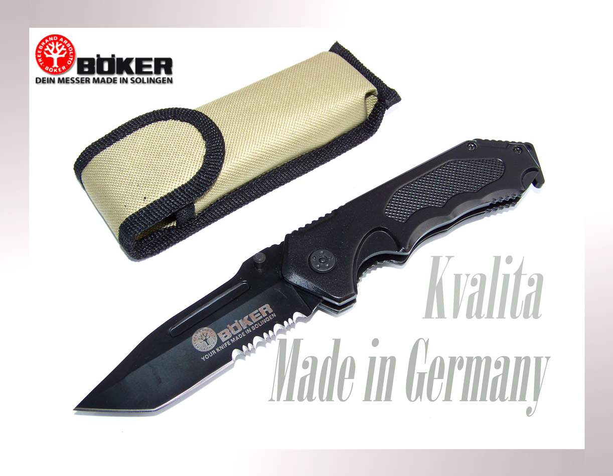 Nůž zavírací BŐKER ® - Solingen-Army střih s klipsem, Tanto čepel.