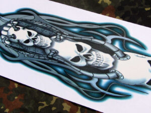 Samolepky imitace airbrush- 3 lebky -pod sebou.