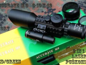  Puškohled a laser ACCURATE M9 3-10x42 krátký 215mm.