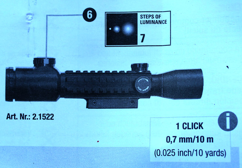 Krátká SHORT optika puškohled Riflescope 3-9x32 EG RED/GREEN světlo. - Image 12