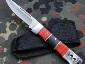 Kapesní zavírací nožík chrom ocel dřevo 175mm.