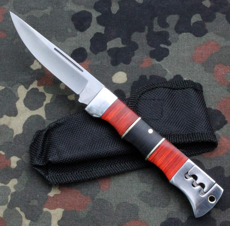 Kapesní zavírací nožík chrom ocel dřevo 175mm.