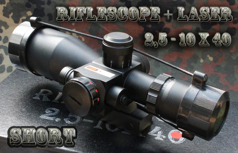 Puškohled a laser SHORT RIFLESCOPE 2,5-10 x40 Ultra krátký 205mm. - Image 2