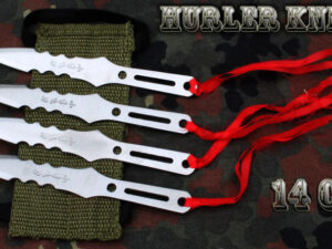 Sada 4 vrhacích nožů 14cm v nylon pouzdře.