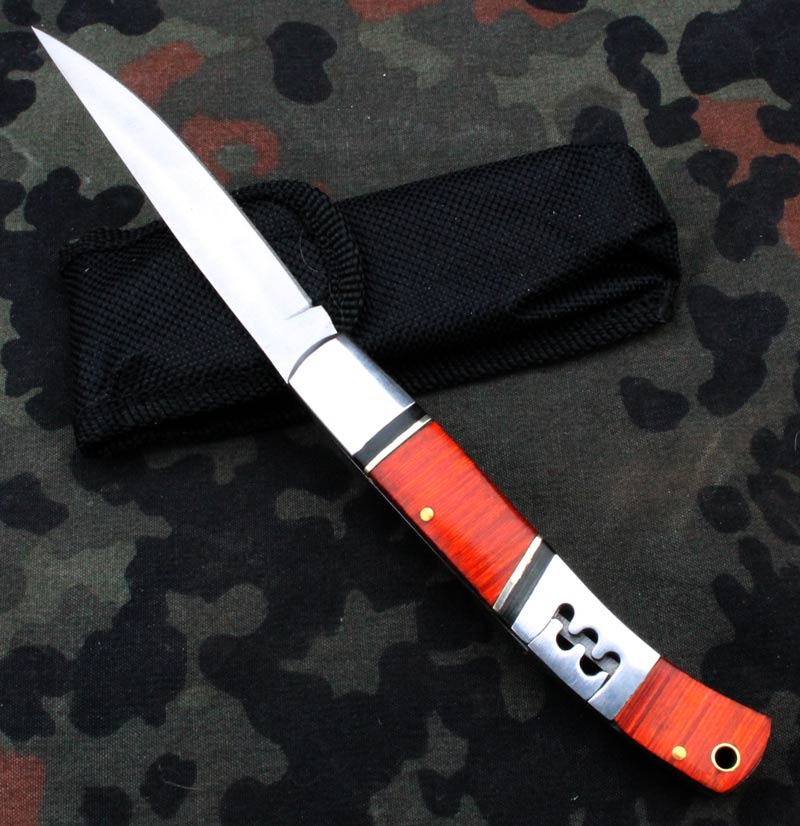 Kapesní zavírací nožík chrom ocel dřevo 180mm. - Image 5