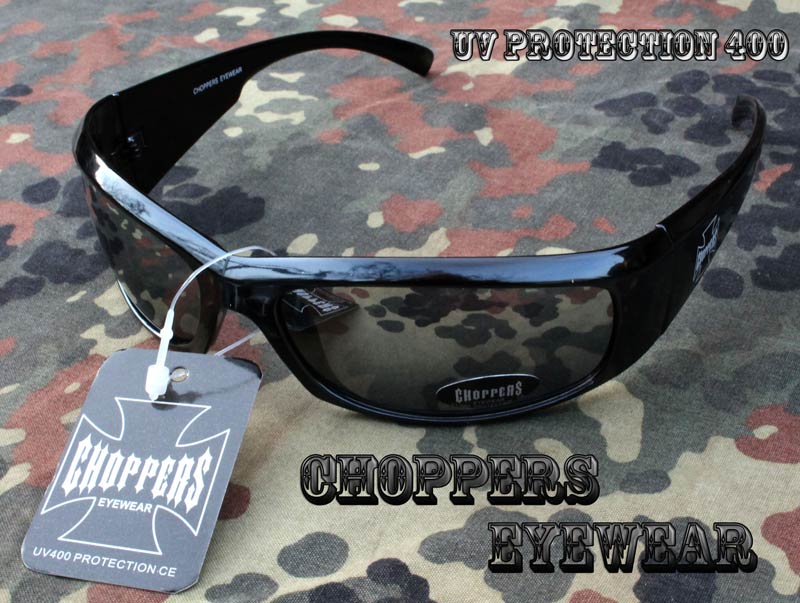 Černé tmavé brýle Choppers s UV filterem.
