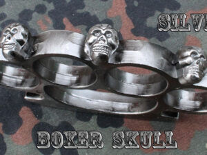 Stříbrný boxer Skull se třemi lebkami.