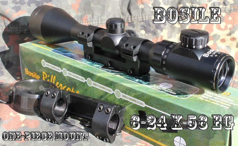 Puškohled BOSILE 6-24x56EG jednodílná montáž.