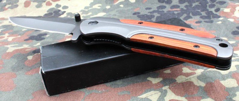 Rychlootevírací nůž DA43 s dřevem vykládanou střenkou 21cm. - Image 8