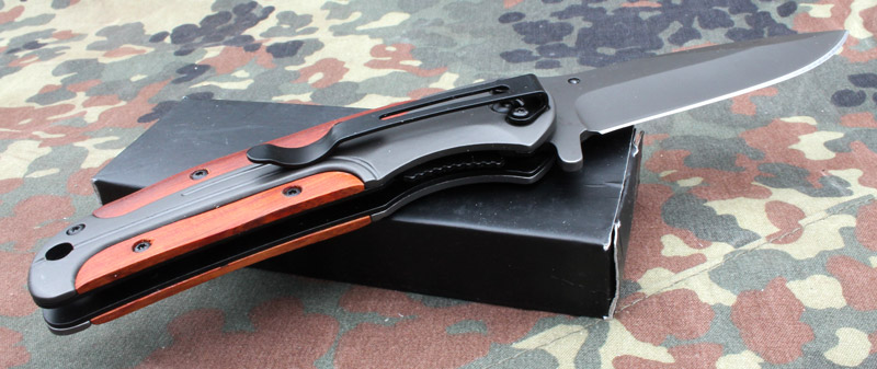 Rychlootevírací nůž DA43 s dřevem vykládanou střenkou 21cm. - Image 6