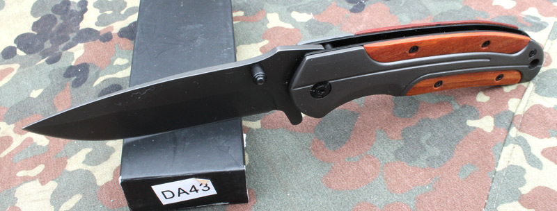 Rychlootevírací nůž DA43 s dřevem vykládanou střenkou 21cm. - Image 5
