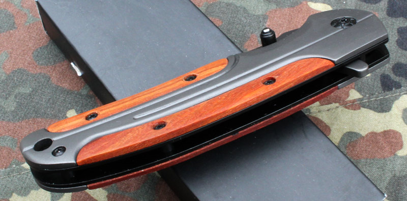 Rychlootevírací nůž DA43 s dřevem vykládanou střenkou 21cm. - Image 3