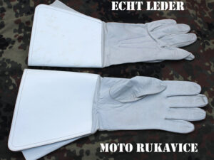 Rukavice pravá kůže jelenice na veterán moto - s návleky.