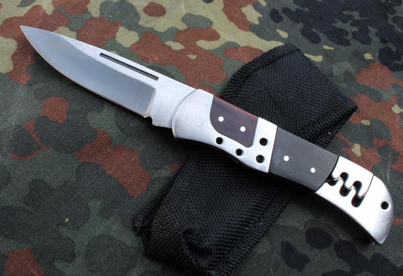 Kapesní zavírací nožík chrom ocel dřevo 175mm. - Image 3