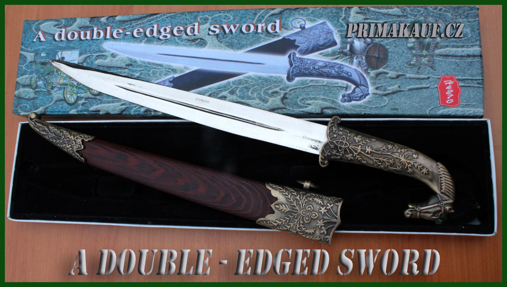 Zdobená dýka Horse A Double-edged Sword s pochvou