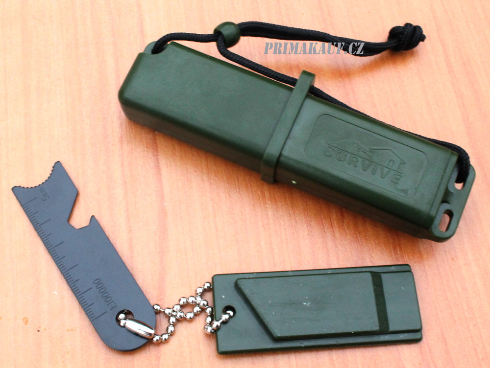 Survive Army set křesadlo, píšťálka, otvírák, přežití. - Image 5