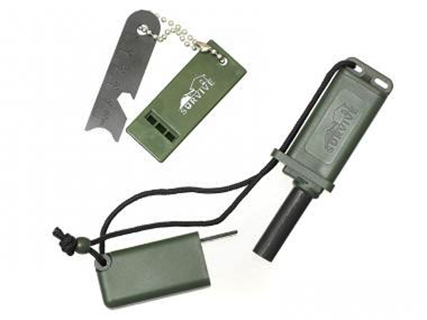 Survive Army set křesadlo, píšťálka, otvírák, přežití. - Image 2
