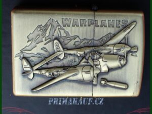 Benzinový zapalovač WAR Planes Dvoumotorák styl zippo.