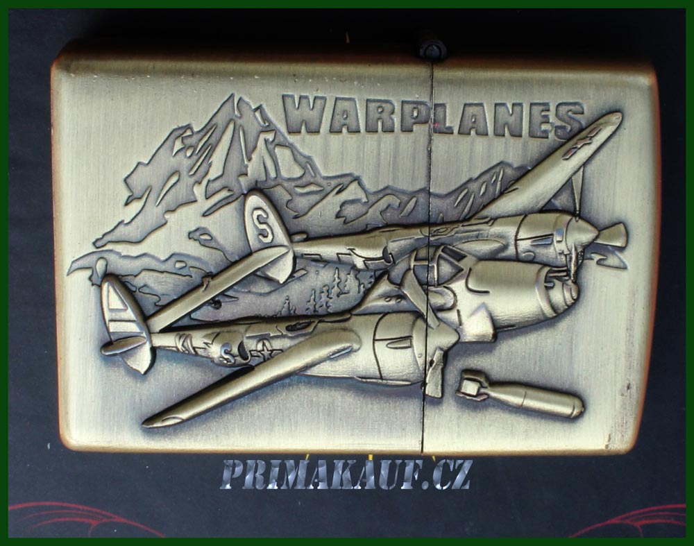 Benzinový zapalovač WAR Planes Dvoumotorák styl zippo.