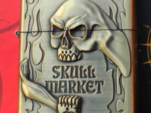 Benzinový zapalovač Skull Market styl zippo.