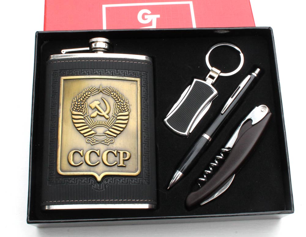 Dárková sada placatky CCCP komunista s nožíky a propiskou. - Image 8