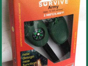 Křesadlo Fire-Starter Survive Army - píšťalka, metr, pilka, kompas.