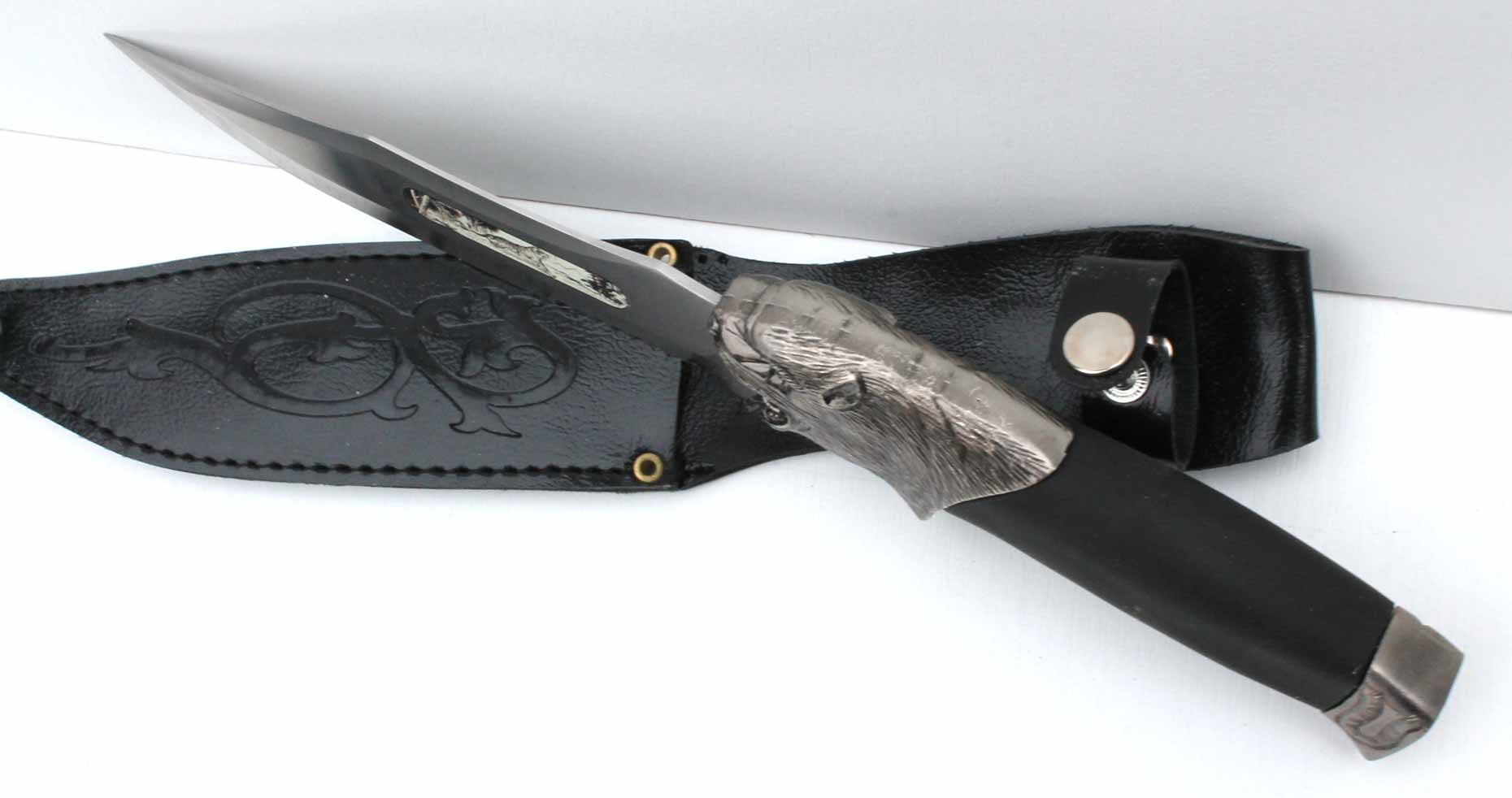 Zdobená lovecká dýka Jagdhund s pochvou 33cm - černý - Image 3