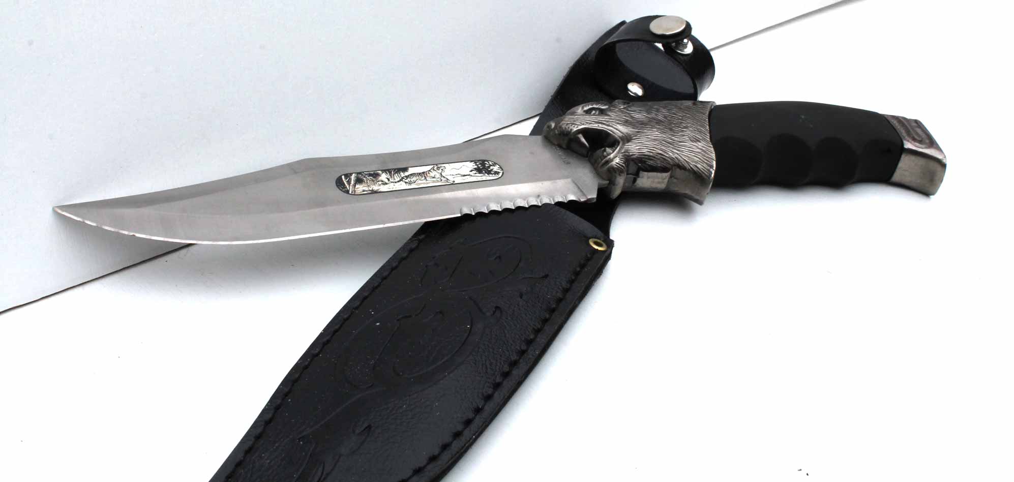 Zdobená lovecká dýka Jagdhund s pochvou 33cm - černý - Image 2