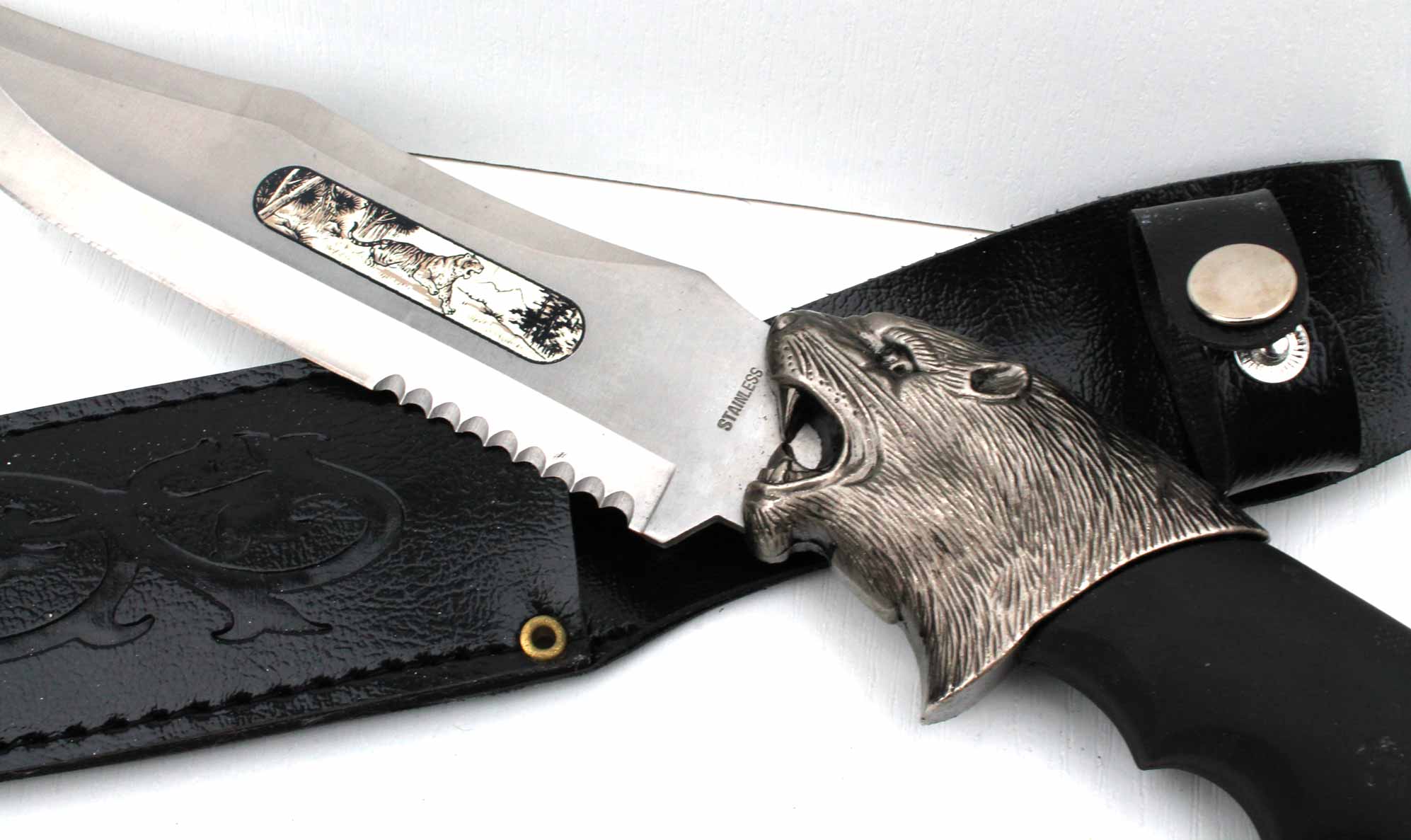 Zdobená lovecká dýka Jagdhund s pochvou 33cm - černý - Image 10