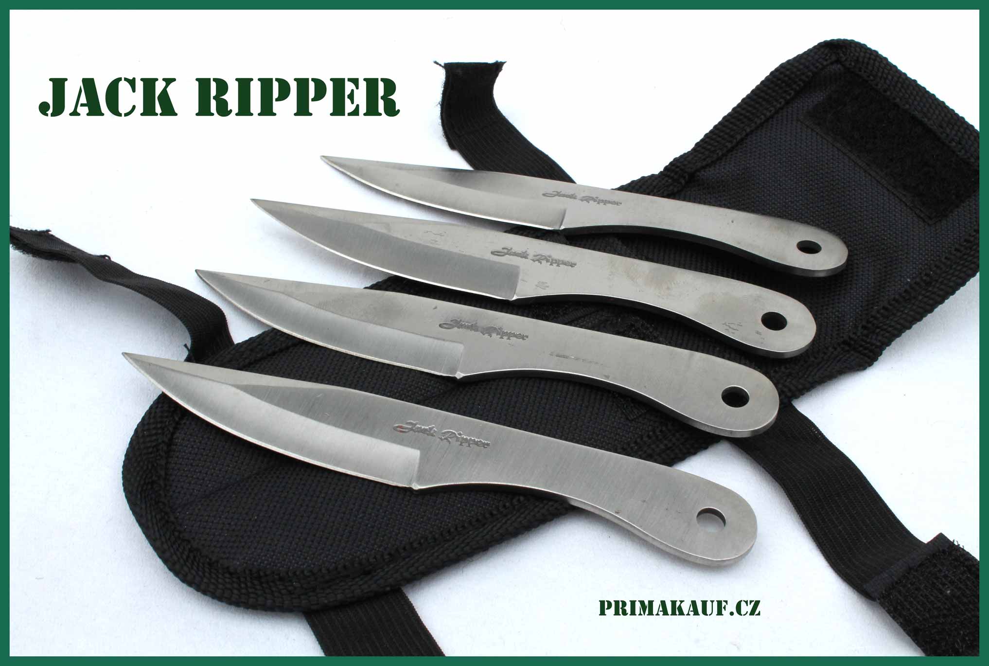 Vrhací nože Jack Ripper. 4ks nožů 14cm Džeka Rozparovače.