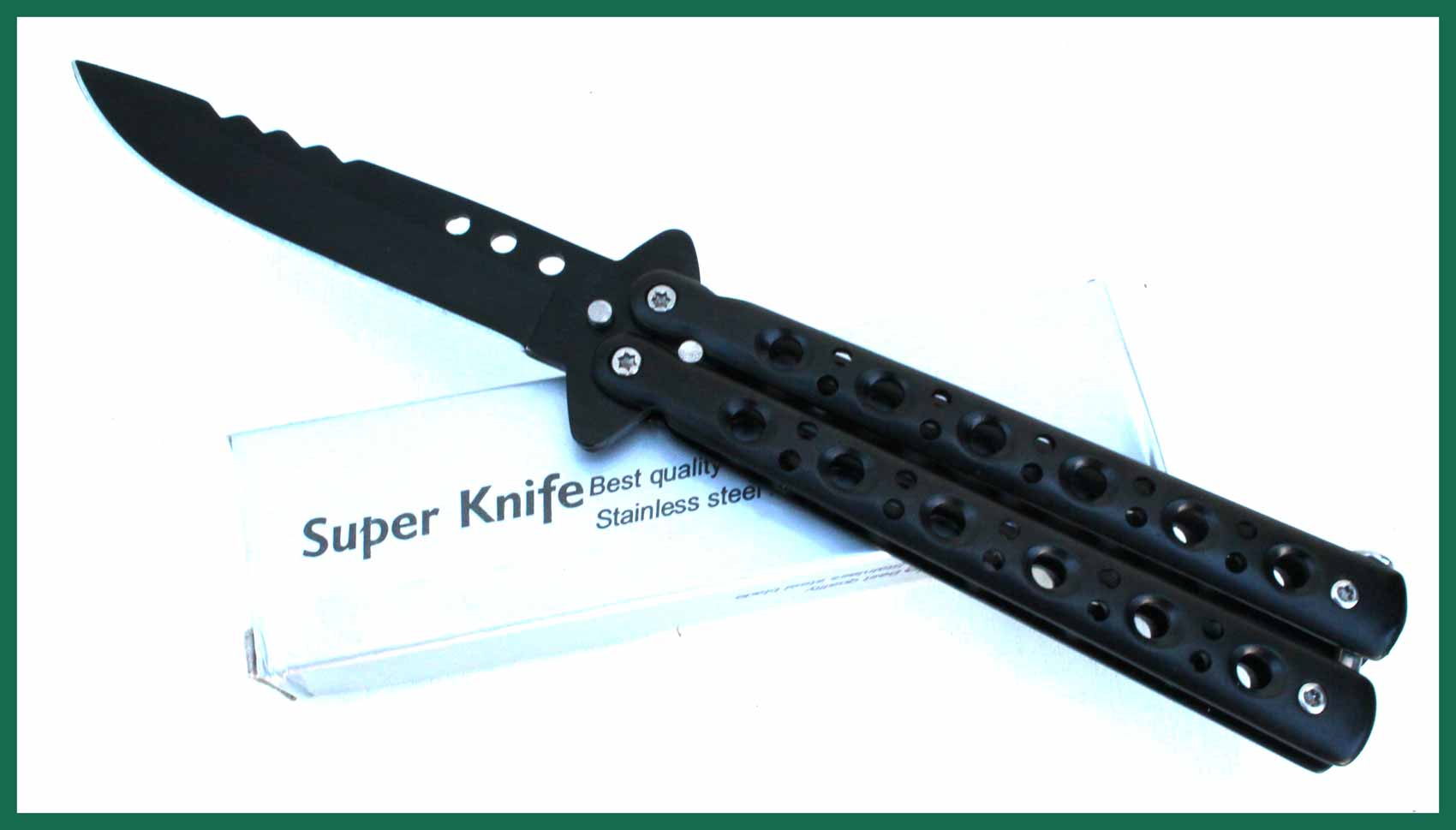 Nůž motýlek černý Stainless délka 22,5cm lehčený