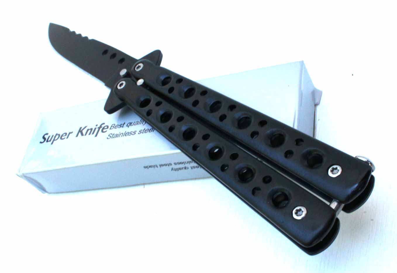 Nůž motýlek černý Stainless délka 22,5cm lehčený - Image 5