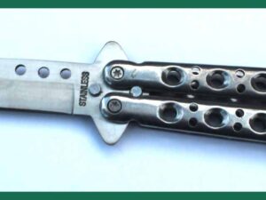 Nůž motýlek stříbrný Stainless délka 22,5cm lehčený.