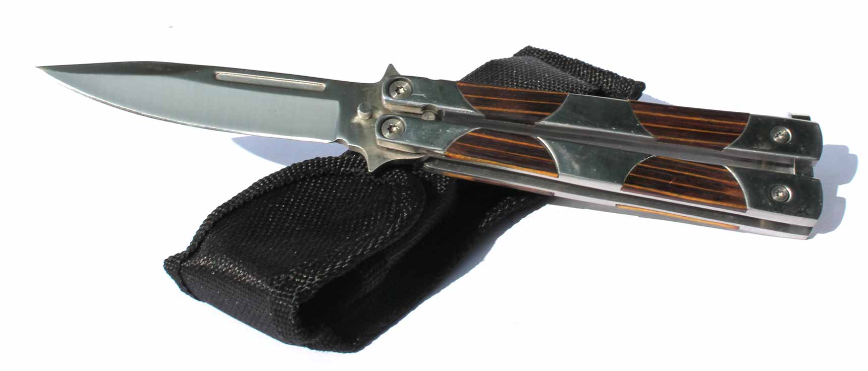 Nůž motýlek ručka vykládaná dřevem 21cm. - Image 7