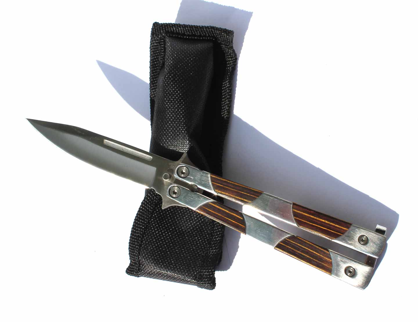 Nůž motýlek ručka vykládaná dřevem 21cm. - Image 4