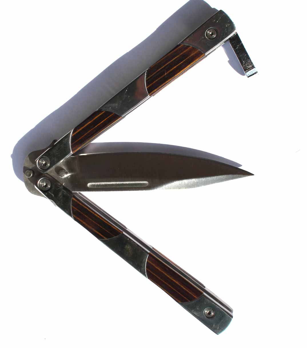 Nůž motýlek ručka vykládaná dřevem 21cm. - Image 3