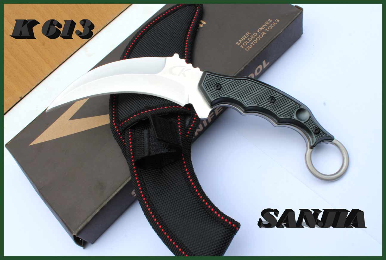 Pevný karambit Sanjia zahnutý nůž s okem .
