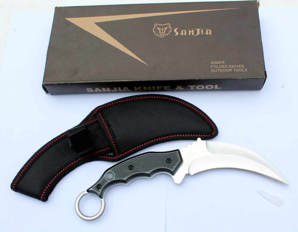 Pevný karambit Sanjia zahnutý nůž s okem . - Image 8