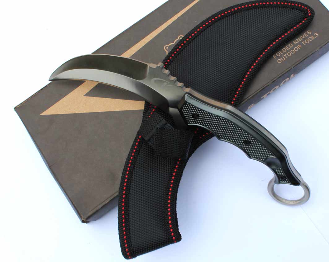 Pevný karambit Sanjia zahnutý nůž s okem . - Image 2