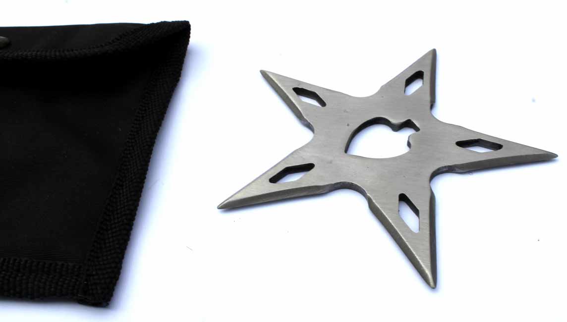 Vrhací 5 prstá hvězdice karty BF818 NINJA z chromované leštěné oceli. - Image 3